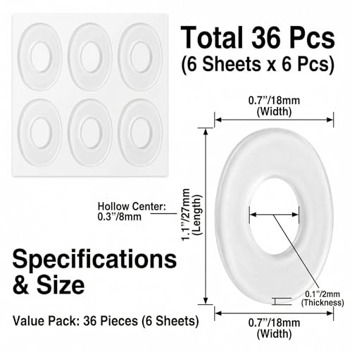 Image of 36PCS /6 Sheets Transparent Gel Oval Foot Corn Cushions Relief Rings Gel Pads Caps Self-Adhesive Anti-Friction Remover Shoes Stick Protector