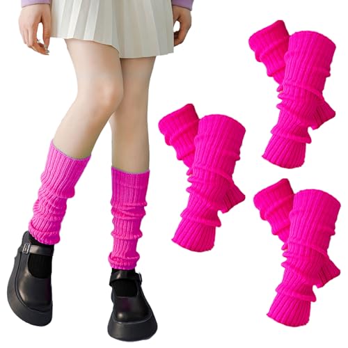 FUIPVGI 3 Paires Jambières Pour Dames, Jambières Néon Sexy Leg Warmers Guêtre Fluo pour les Costumes des Années 80-90 pour les Fêtes à Thème le...