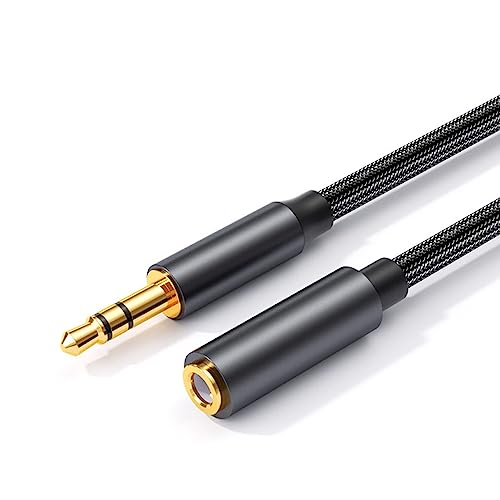 luoshaPUCY Jack Audio Estéreo 3,5 mm Macho a Hembra Cable de Extensión 3,5mm Jack, Cable Audio Alargador Extensión para Extender Cables de Auriculares(Negro,1 Meter)