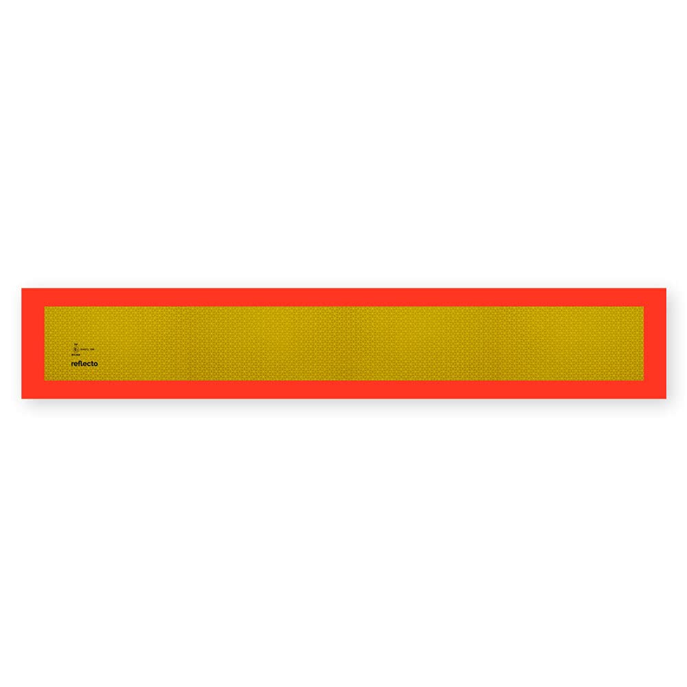 reflecto Heckmarkierung (Vollmarkierung) für Anhänger Auflieger | nach ECE 70.01 | stark reflektierend/fluoreszierend | 1130mm x 196mm | magnetisch, selbstklebend | Heckwarntafel LKW (auf Alu)
