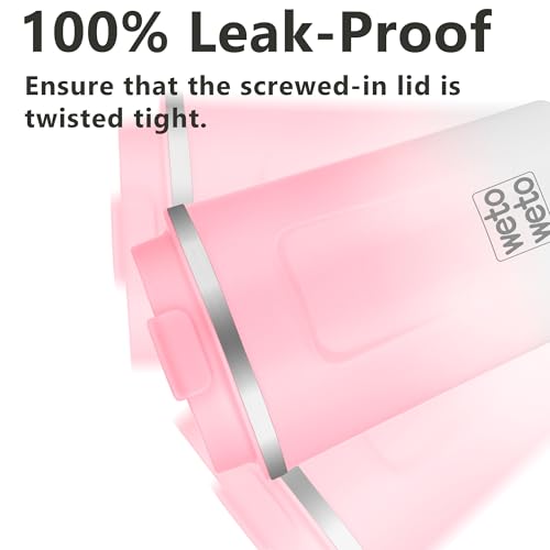 Image of WETOWETO 12 oz Stainless Steel Insulated Tumbler, Travel Coffee Mug, Insulated Coffee Mug with Lid, Spill Proof Coffee Cup, Portable Thermal Mug, Reusable Cup for Hot and Cold (Pink-White)