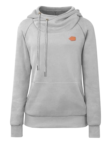 Cassiecy Hoodie Damen Winter Langarm Stehkragen Kapuzenpullover Warme...