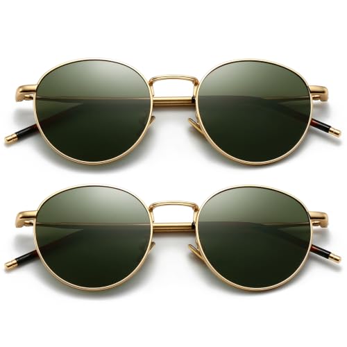 Image of SUNGAIT Ponderable Metal Round Sunglasses for Men Women Classic Vintage Polarized Circle Sun Glasses
