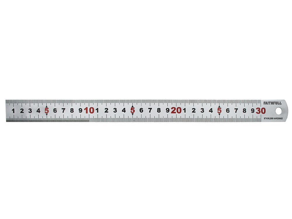 Faithfull Matt Silver Measuring Rule 300Mm Fairul300ms 5023969010458
