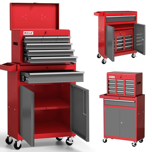 Tool Chest 7-Drawer | 40'' H Rolling Tool Chest with Wheels | Detachable Top Metal Tool Box | Garage...
