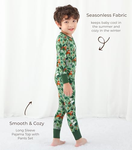 Image of Toddler Boys Girls Clothes Viscose from Bamboo Long Sleeve Top and Pants Clothing Set Soft 2Pcs Kid Outfit