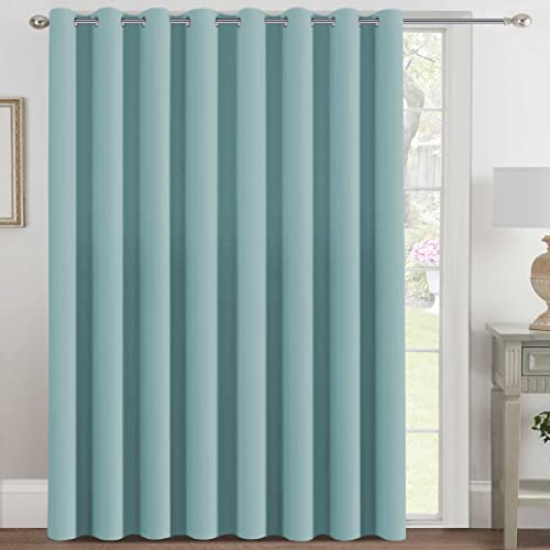 Image of H.VERSAILTEX Blackout Patio Curtains 100 x 108 Inches for Sliding Door Extral Wide Blackout Curtain Panels Thermal Insulated Room Divider - Grommet Top, 9' Tall by 8.5' Wide - Mineral Blue