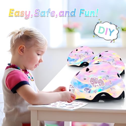 Image of Adjustable Gradient Color Kids /Toddler Bike Helmet for 1-2-3-5-8-14 Years Boys Girls,Skateboard Helmet with Knee and Elbow Pads Wrist Guard Roller Skates,Cycling,Skating Scooter Longboard