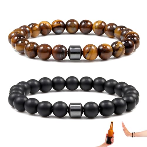 shirylzee Anti Alcohol Bracelet Reduce the Urge to Drink Bracelet Reduces Alcohol Cravings Relieves Anxiety & Withdrawal Stress Bracelets for Men Women (2Pcs-MatteEye)