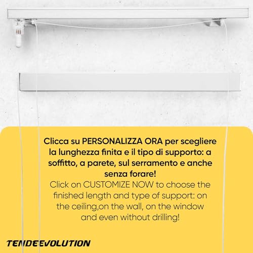 Binario Tenda a Pacchetto a Vetro 2 Calate in Alluminio con Sgancio Rapido, a Soffitto Parete o su Infisso, Bastone Binario per Tende a Pacchetto Moderne (60 CM COMANDO SINISTRO) - 3