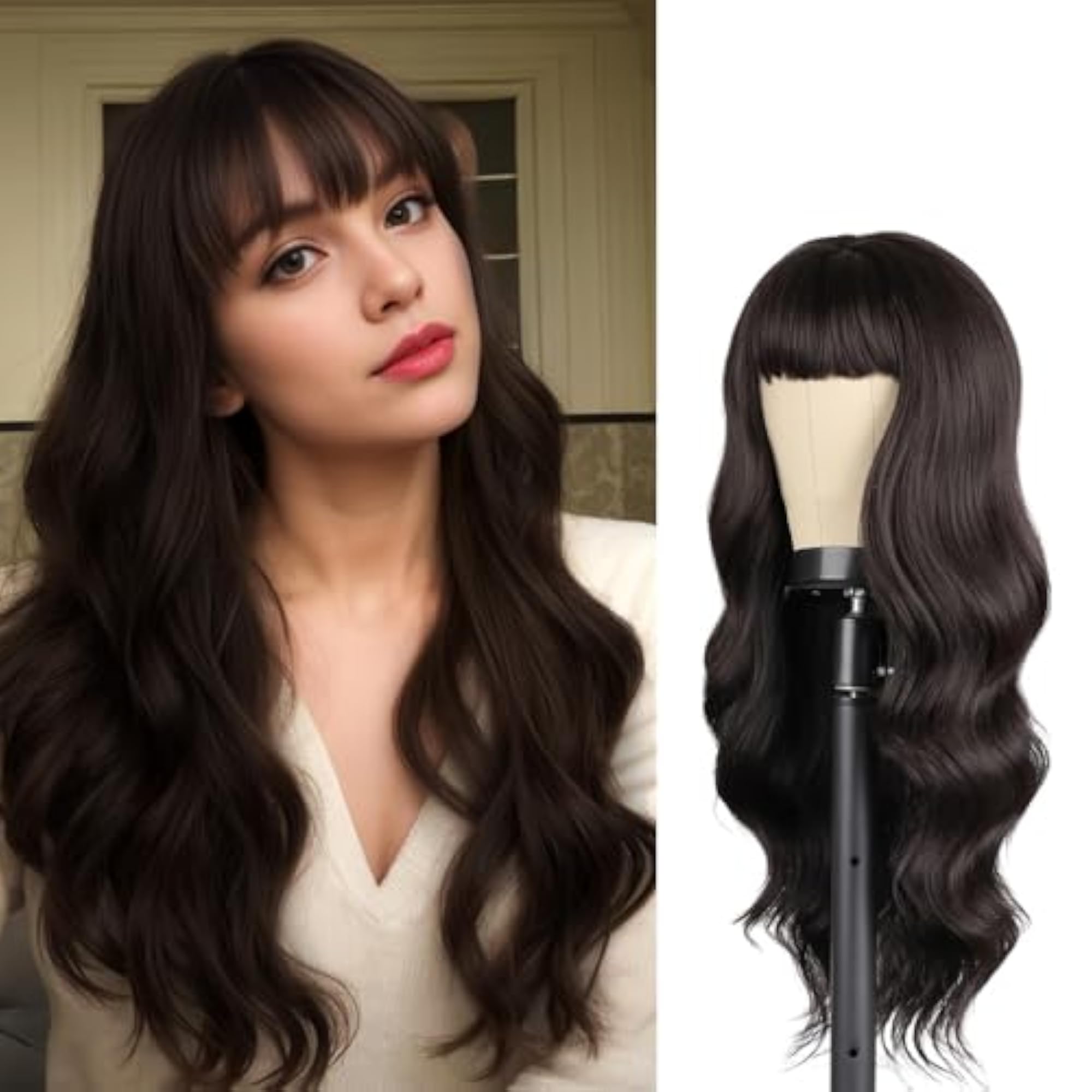 Girls' Curly Brown Synthetic Wig, Pack of 1