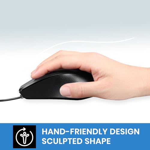 Perixx PERIMICE-221C Kabelgebundene Ergonomische Maus mit USB Typ-C Anschluss - 1,5 Meter Kabel - Optisches 1000 DPI Design - Schwarz – Ansicht 4