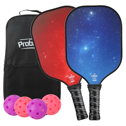 Image of PROBEROS Pickleball Paddle Composite with 4 Pickleballs and Carry Bag