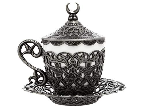Alisveristime 27 Pc Turkish Greek Arabic Coffee Espresso Cup Saucer Set (Gelincik) (Black) - Image 7