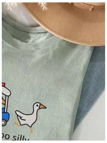 Girl's Cartoon Duck Graphic Cute Shirts Short Sleeve Crew Neck Kawaii T Shirts4