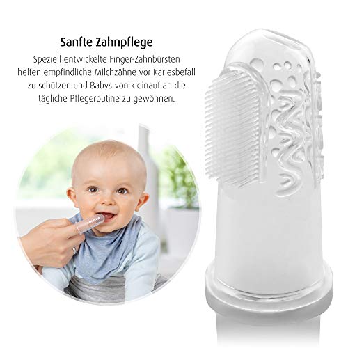 reer 79249 Finger-Zahnbürste Silikon 2 Stück, Baby-Zahnbürste aus Silikon, latexfrei, transparent 9 g