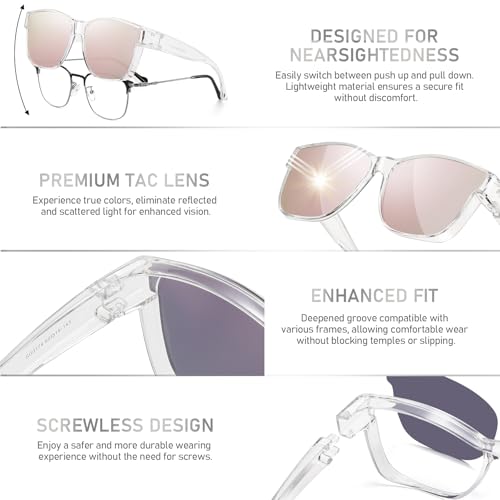 Image of GEGURI Polarized Sunglasses Fit Over Glasses for Men Women, Oversized Square Sun Glasses UV400 Protection Shades