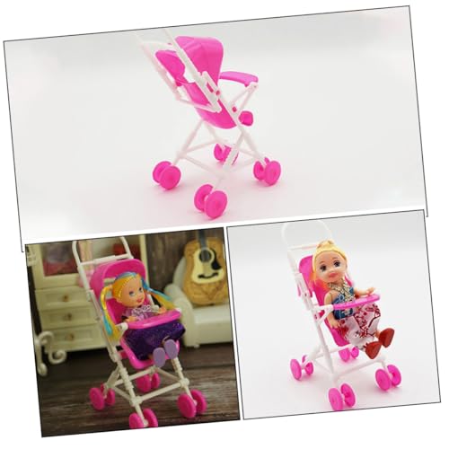 VICASKY 2 Stück Teiliges Puppenwagen Spielset aus Kleine Puppenwagen zum Rollenspiel Realistisches Kinderwagen Zubehör für Leicht und Kompakt für Puppenhaus Dekoration und Interaktives – Bild 4