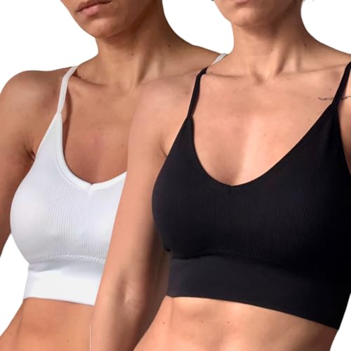 Top Sutiã Fitness Microfibra Sem Costura E Bojo Removível Canelado Confortável (BR, Alfa, M, Regular