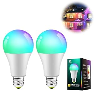 2Pcs Smart Bulb Bayonet E27,10W 806LM Colour Changing WiFi Light Bulb RGB Dimmable Warm White LED Lightbulb App or Voice Control Works with Alexa and Google Home Assistant 2700K-6500K[Energy Class A]