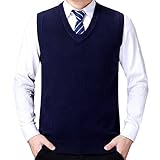 Men's Soft Touch Cardigan Sweater Regular Fit Knitted Top Middle-aged V Neck Buttons Casual Sweater Coat, Navy Blue 1, Large