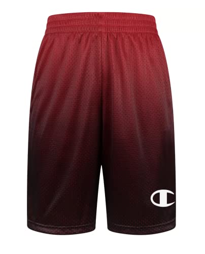 Champion Big Boys Pull-On Performance Mesh Athletic Shorts, Ombre Scarlet/Black, Large