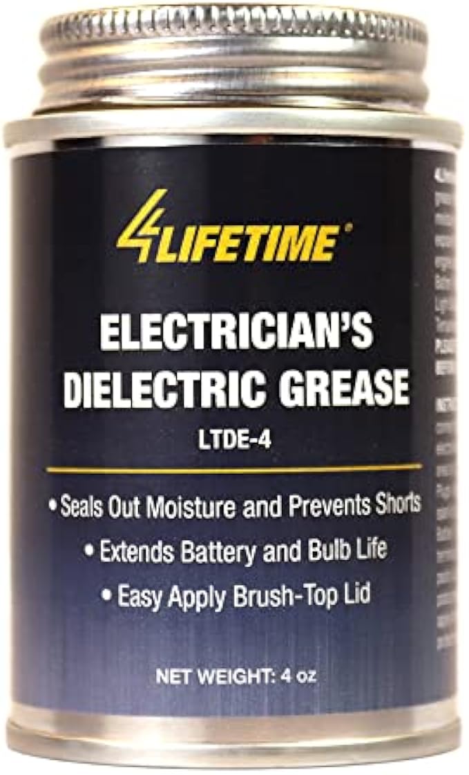 Dielectric Silicone Grease - Waterproof and Non-Conductive Lubricant for Electrical and Automotive Applications - Easy Application 4oz Brush Top Can