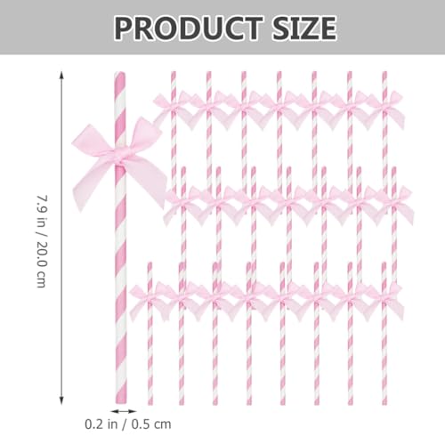 60 Pitillos de Papel Decorativos con Moño Rosa miniatura 4