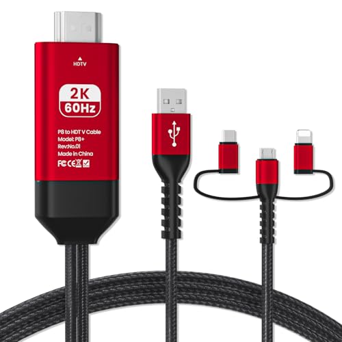 Hdiwousp Lighting to HDMI Cable, HDMI Adapter for TV Phone to TV 1080P Digital AV Adapter 3 in 1...