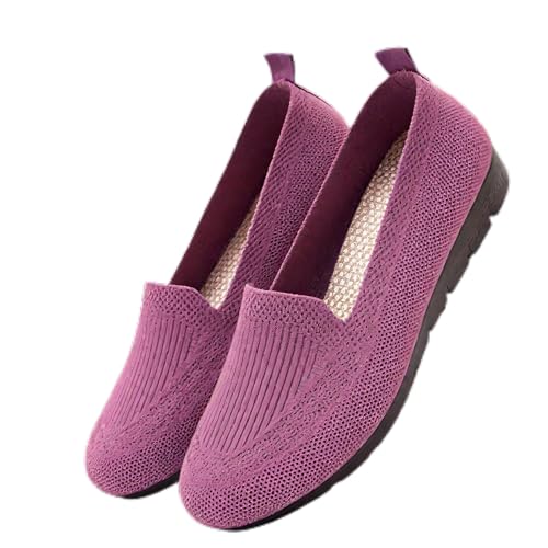 Women's Knitted Flats, Slip-On Casual Breathable Mesh Loafers, Suitable for Commuting, Vacation, Fitness