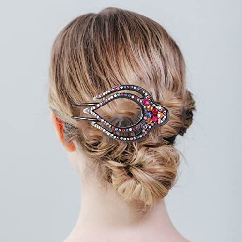 Yusier 4Pcs Heart Style Ponytail Hair Clip Duckbill Clips With Rhinestones Headdresses For Women Diamond Hair Clips With Flower Rhinestone Barrettes Sparkly Prom Hair Clips (Classic) #TOP1