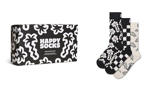 Happy Socks 3-Pack Gift Set, Black And White, M/L