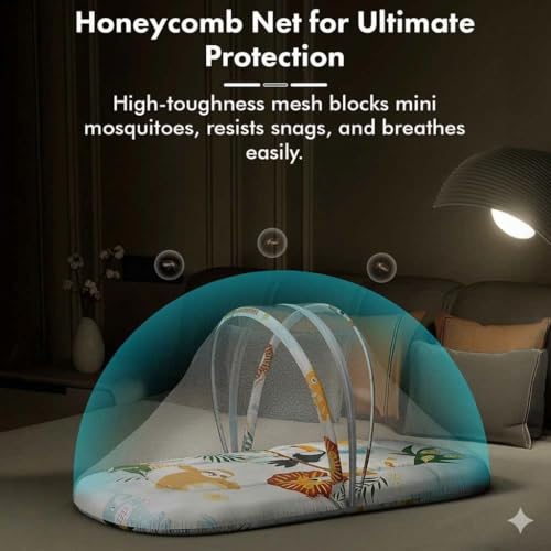 Image of StarAndDaisy 3 in 1 Baby Nest Mosquito net for Sleeping - Newborn, Mosquito net for Baby /Soft and Comfortable, Washable Cotton Design for 0-12 Months Baby (Safari Print)