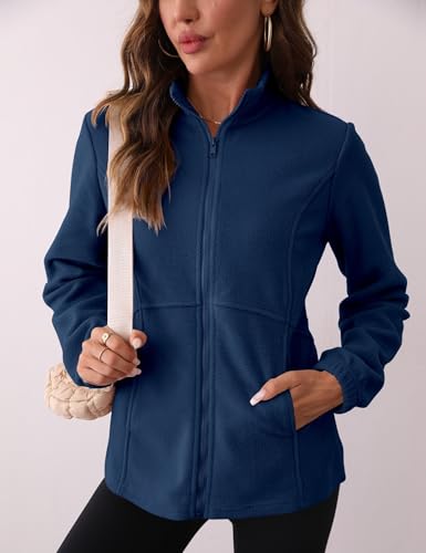 IECCP Fleecejacke Damen Durchgehender Reißverschluss Outdoor Fleecejacken Leicht und Warm Mode 2025