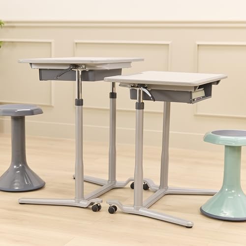 Image of Back2School Express Mobile Adjustable Student Standing Desk, Portable Workstation, Grey