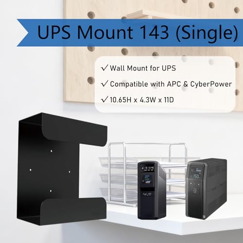 UPS Wall Mount Bracket | Single Mount Compatible with APC & CyberPower UPS Battery Backup | Heavy Duty Mounting Kit for Home Office, Server Rack | Easy Installation, Saves Floor Space (Model 143) - Thumbnail 3