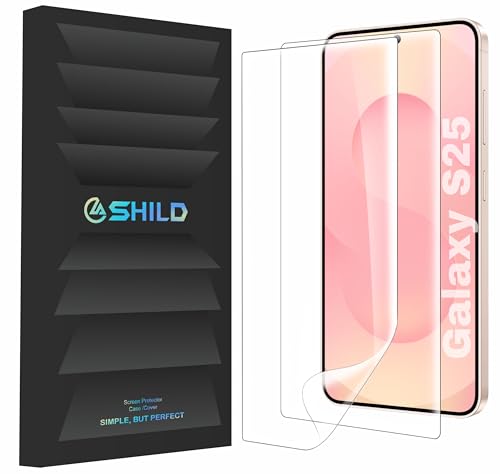 Image of SHILD - (2 Pack Screen Protector Guard for Samsung S25 Perfect - Fits Design (6.2-inch Screen Size) | Transparent Screen Guard For Galaxy S25 - Fingerprint Support /S PEN Compatible /HD