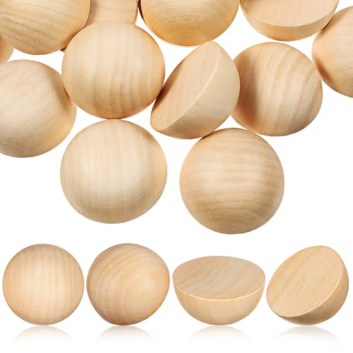 minkissy Demi-Boules en Bois 50Mm 40 Pièces Légères et Compactes pour Bricolage et Décoration Artisanale