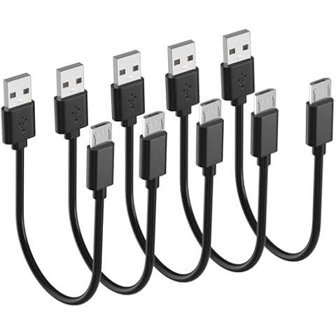 Short Micro USB Cable 1ft, 12 inch Fast Android Charger Cord for Samsung Galaxy,Fire Stick,Power Bank,Moto,MP3,PS4,Chromecast,Micro USB Charging Cable for Kindle Tablet,USB A to Micro B Station,5 Pack Cover