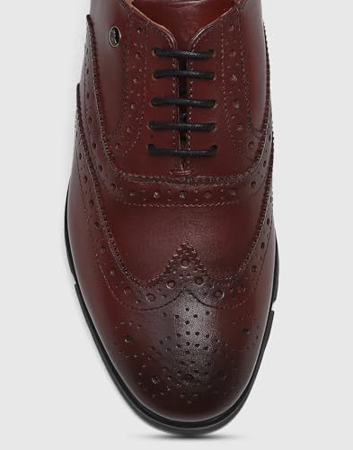 Image of Monte Carlo Mens Solid Lace Up Genuine Leather Formal Brogue Shoes (201810FW)