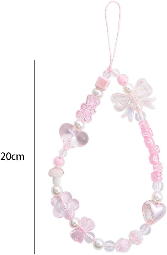 Enyolidimk Pink Acrylic Beaded Mobile Phone Straps Anti-Lost Hand Strap Pendant Phone Hanging Rope Lanyard Wrist Hand Lanyard Decor Accessories - Image 2