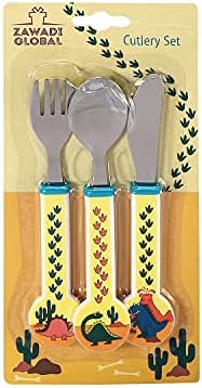 Zawadi Dinosaur Children's Kids 3pcs Stainless Steel Cutlery Utensil Set, Knife Fork Spoon