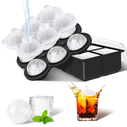 VMUTGA 2 Piezas Cubiteras para Hielo con Tapa, Cubiteras para Hielo Grande, La Parte Inferior es Elástica y Fácil de Sacar, para Bebidas Frías, Whisky, Cócteles