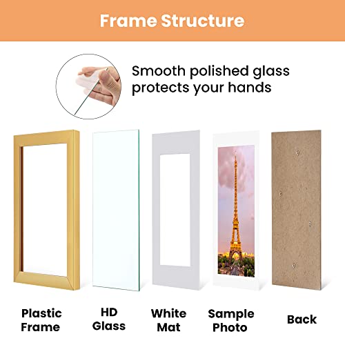 Upsimples 8.5X11 Picture Frame Set Of 3, Made Of High Definition Glass For 6X8 With Mat Or 8.5X11 Without Mat, Wall Mounting Photo Frames, Gold #TOP1