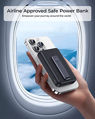 Benks Magnetic Power Bank, 10,000Mah Foldable Kickstand Wireless Portable Charger, For Magsafe Baterry Pack With Two-Way 20W Usb-C Port For Iphone 14/13/12 Series, Black #TOP6