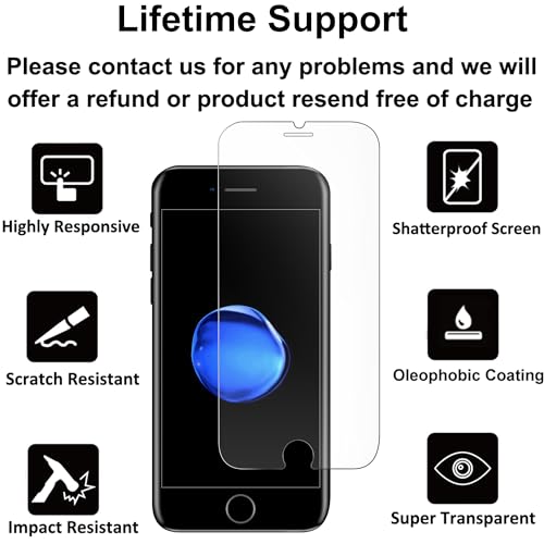 4youquality [3-Pack Screen Protector for iPhone 7 and iPhone 8, Premium Tempered Glass Film [Scratch-Resistant][Anti-Shatter]