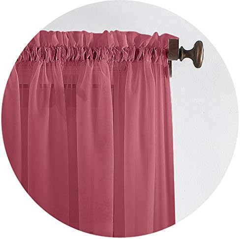 Megachest a pair of slot top voile curtains (Burgandy, 56" wideX36 drop 2 Panels), W 56" x L 36" (2 Panels) - Image 3