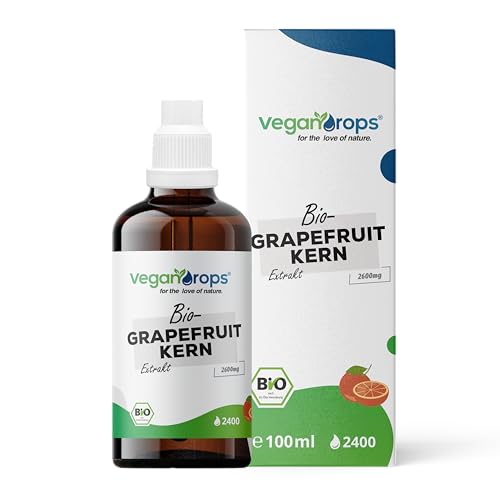 Vegan Drops® - Bio Grapefruitextrakt - 2.600 mg Grapefruitextrakt, 30mg Flavonoide - 100ml, 2400 Tropfen - vegan, ohne Alkohol & in Deutschland produziert