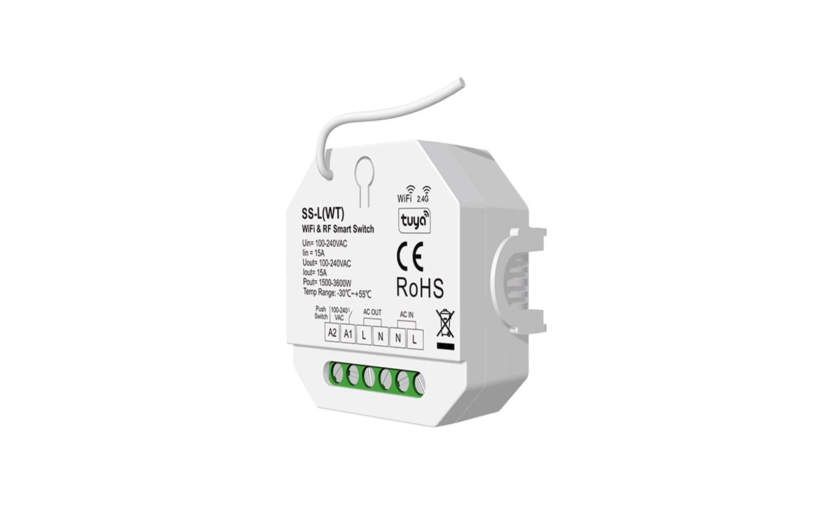 Interruptor WiFi y RF SS-L de 15A para automatizar las luces del salón con Tuya