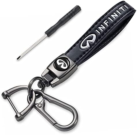 LOMUSOM Leather Car Keychain, for QX80 QX60 QX56 Q60 Q70 Q70L EX35 FX50 FX50 G35 G37 M35 M45 M56 Car Key Ring Key Chain Lanyard Keyring Car Accessories Present for Man and Woman